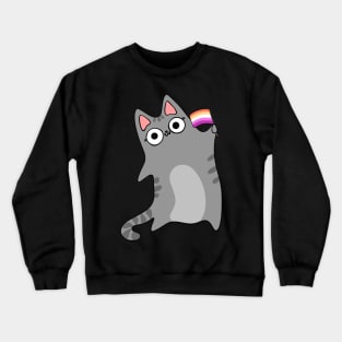 Lesbian Pride Flag Kawaii Cat Gay Cute chibi Tabby Kitty Crewneck Sweatshirt